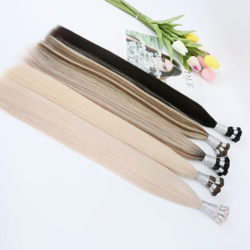 super double drawn virgin european human hair extension 8 inch to 24 inch hand tied weft - Image 5