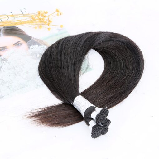 Super double drawn virgin european human hair hand tied weft hair extensions - Image 2