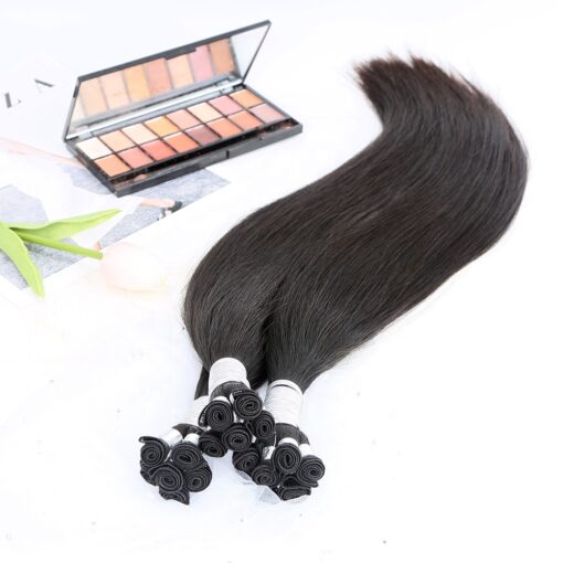 Super double drawn virgin european human hair hand tied weft hair extensions