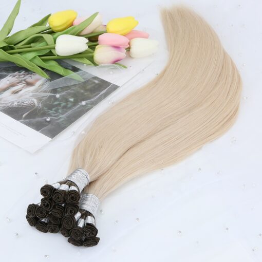 Super double drawn virgin European human hair extension 20 inch hand tied weft