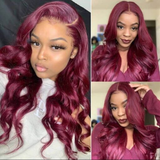 RED FRONT LACE WIG WITH BLONDE STREAKS IN FRONT - Image 7