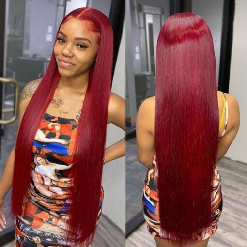 RED FRONT LACE WIG WITH BLONDE STREAKS IN FRONT - Image 6