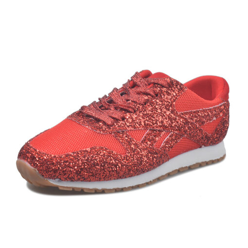 Women Fashion Round Toe Platform Sequins Rhinestone Platform Sneakers - Image 7