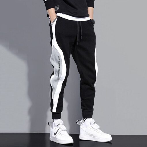 Men'S Casual Lace-Up Loose Color-Block Sports Trousers - Image 4