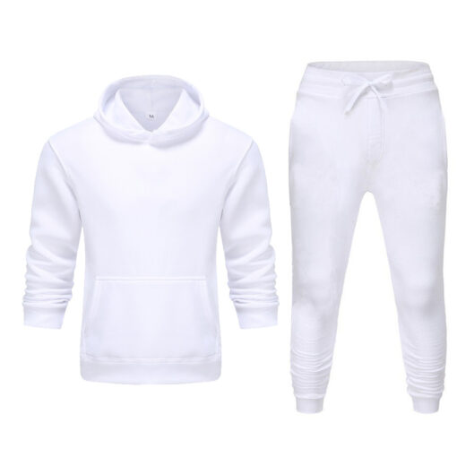 Men Casual Solid Long Sleeve Hat Rope Pocket Design Hoodie And Drawstring Waist Jogger Pants Two-Piece Set - Image 5