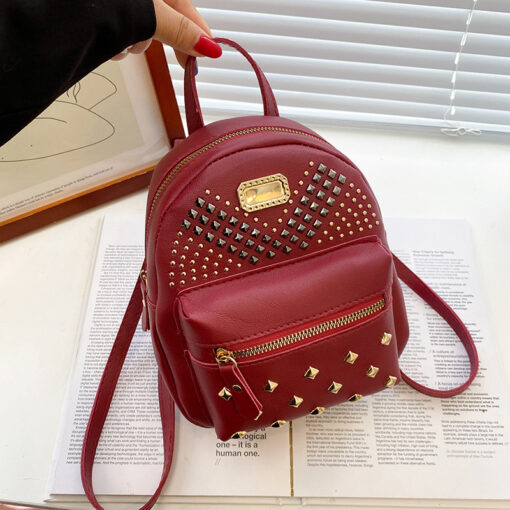 Women'S Fashion Studded Pu Leather Backpack - Image 3