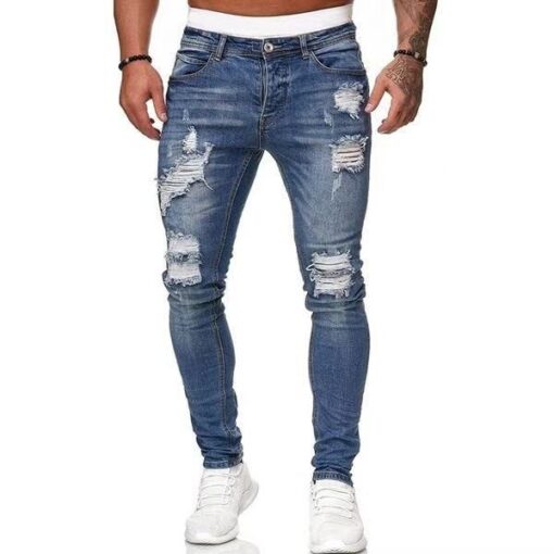 Men Casual Slim Ripped Jeans - Image 5