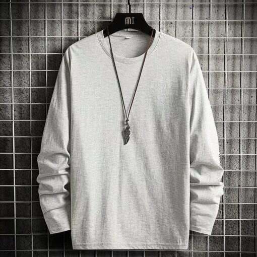 Men'S Casual Round Neck Loose Long Sleeve T-Shirt - Image 3