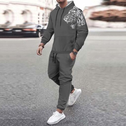 Men'S Fashion Hooded Long Sleeve Sports Hoodies And Pants Two-Piece Set - Image 3