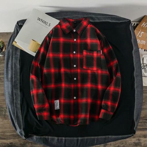 Men'S Casual Plaid Loose Long Sleeve Shirt - Image 3