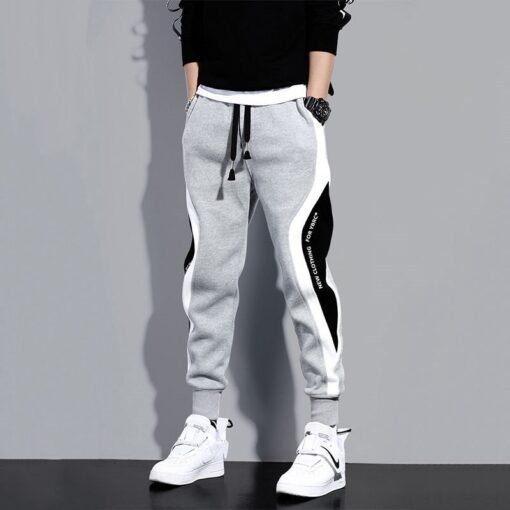 Men'S Casual Lace-Up Loose Color-Block Sports Trousers - Image 3