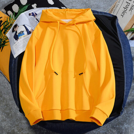 Men'S Casual Solid Color Hooded Long-Sleeved Loose Hoodies - Image 3