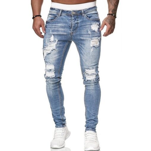 Men Casual Slim Ripped Jeans - Image 4