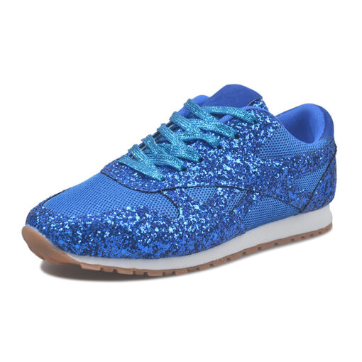 Women Fashion Round Toe Platform Sequins Rhinestone Platform Sneakers - Image 5