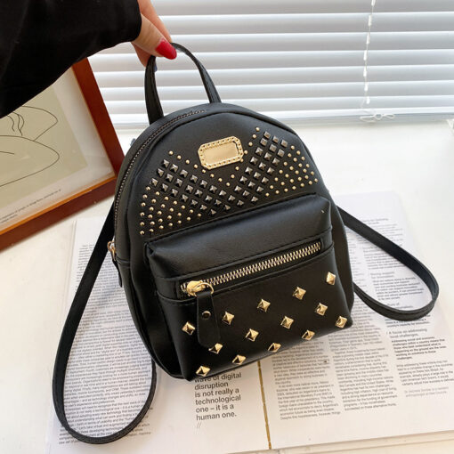 Women'S Fashion Studded Pu Leather Backpack - Image 6