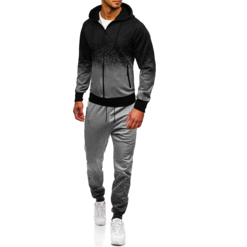 Men'S Casual Gradient Hooded Long Sleeve Sports Jacket And Pants Two-Piece Set - Image 4