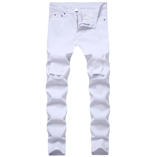 Men Casual Elastic Ripped Slim Jeans - Image 2