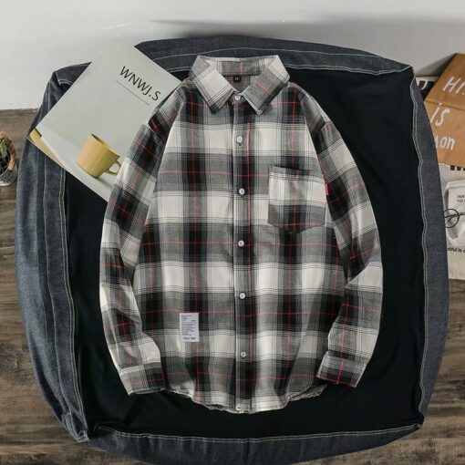 Men'S Casual Plaid Loose Long Sleeve Shirt - Image 5