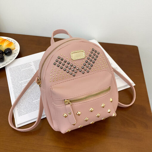 Women'S Fashion Studded Pu Leather Backpack - Image 7