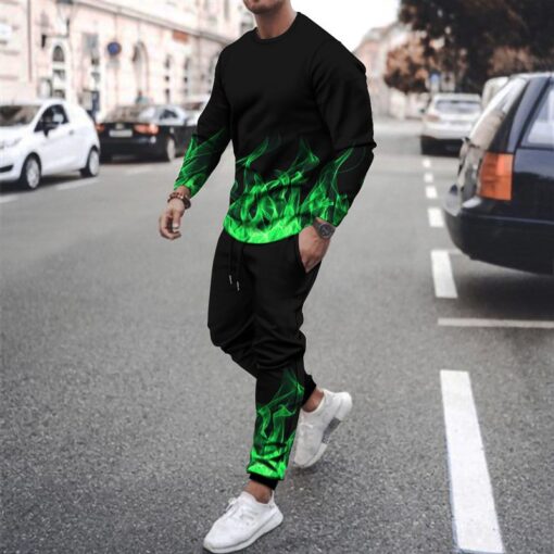 Men'S Casual Round Neck Long Sleeve Gradient Sweatshirt And Trousers Two-Piece Set - Image 5