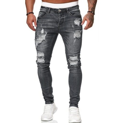 Men Casual Slim Ripped Jeans - Image 3