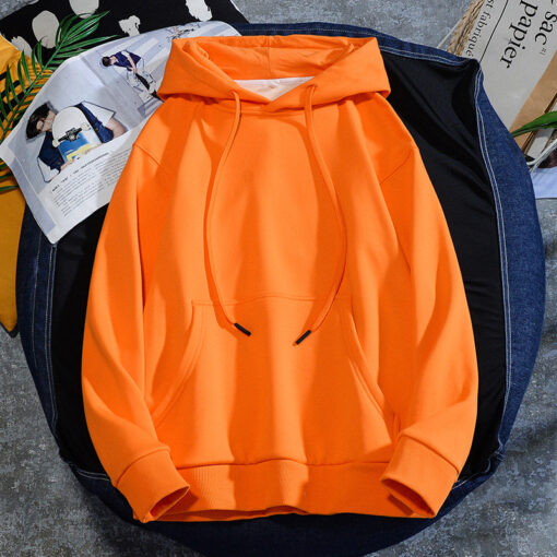 Men'S Casual Solid Color Hooded Long-Sleeved Loose Hoodies - Image 6