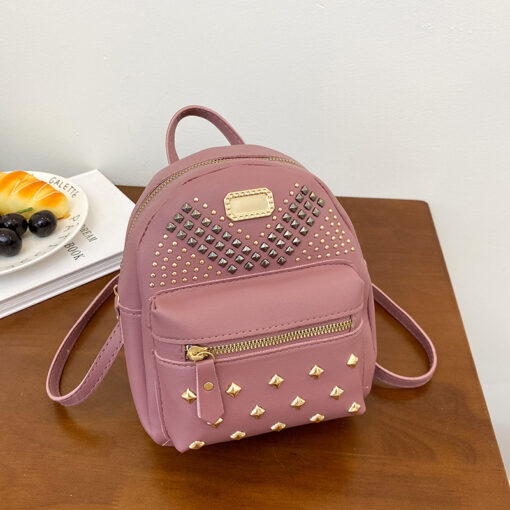 Women'S Fashion Studded Pu Leather Backpack - Image 15