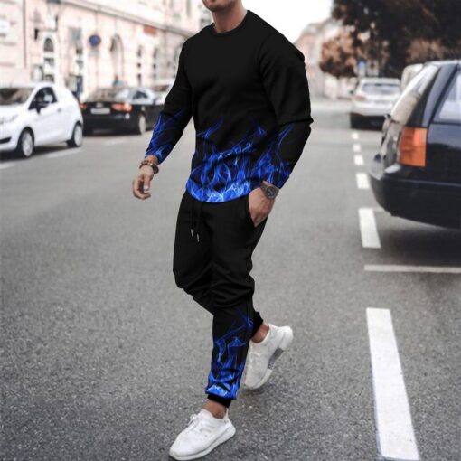 Men'S Casual Round Neck Long Sleeve Gradient Sweatshirt And Trousers Two-Piece Set - Image 6