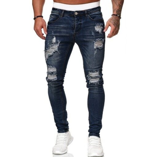 Men Casual Slim Ripped Jeans - Image 2