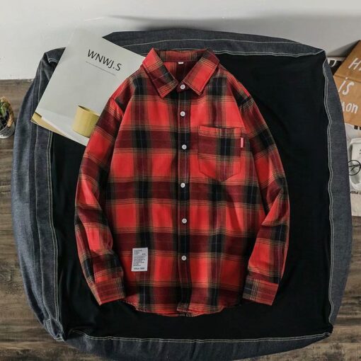 Men'S Casual Plaid Loose Long Sleeve Shirt - Image 7