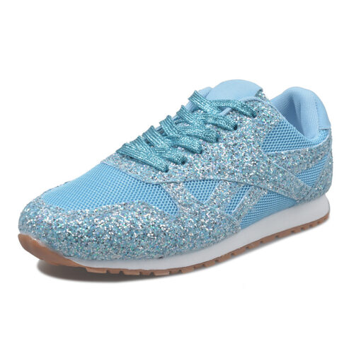 Women Fashion Round Toe Platform Sequins Rhinestone Platform Sneakers - Image 8