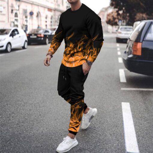 Men'S Casual Round Neck Long Sleeve Gradient Sweatshirt And Trousers Two-Piece Set - Image 8