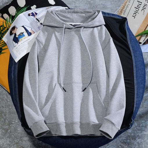 Men'S Casual Solid Color Hooded Long-Sleeved Loose Hoodies - Image 7