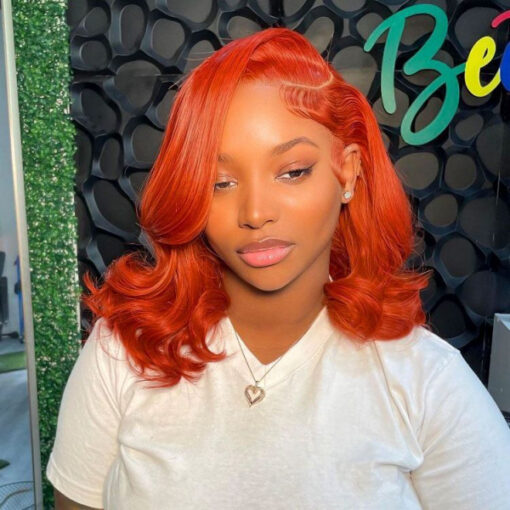 Jacinth - Copper Red Bob Wig Short Colored Hair 14 Inch Bob Lace Wigs - Image 5