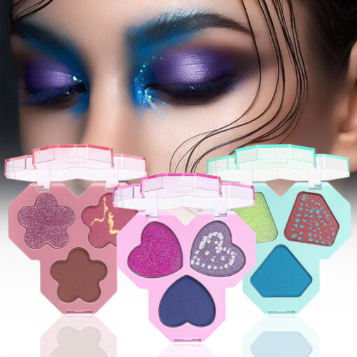 Women'S Waterproof Non-Smudge Three-Color Pearl Sequin Eyeshadow Palette