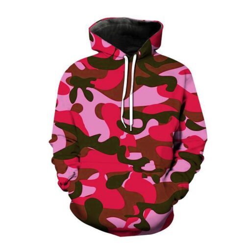 Men'S Casual Camouflage 3d Digital Printing Hooded Long-Sleeved Loose Hoodies