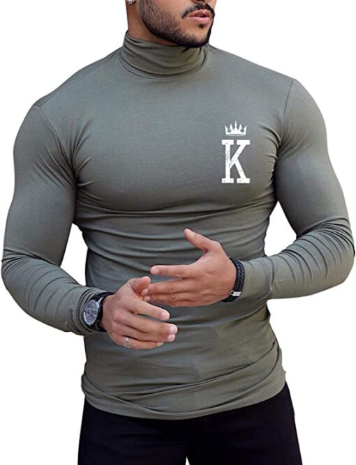 Men'S Casual High-Necked Long-Sleeved 3d Printed Long-Sleeved T-Shirt