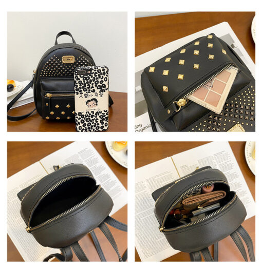 Women'S Fashion Studded Pu Leather Backpack - Image 2